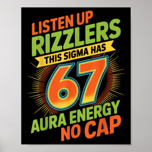 Sigma Has 67 Aura Number 67th Aura Farming Ice Cre Poster
