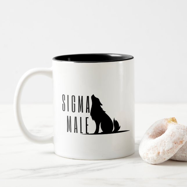 Sigma Male  Lone Wolf Loner Meme  Two-Tone Coffee Mug (With Donut)