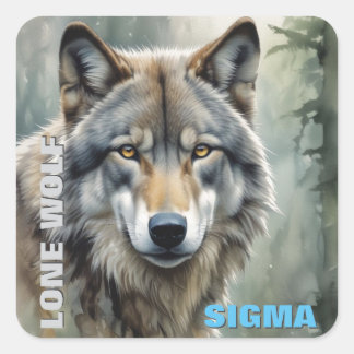 Sigma Male Lone Wolf Square Sticker