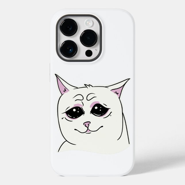 SIGMA SAD WHITE CAT FACE ANIMAL  Case-Mate iPhone CASE (Back)