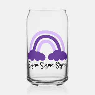 Sigma Sigma Sigma Sorority Purple Rainbow Can Glass