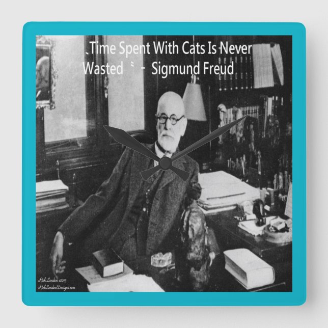 Sigmund Freud & Famous Cat Quote Wall Clock (Front)