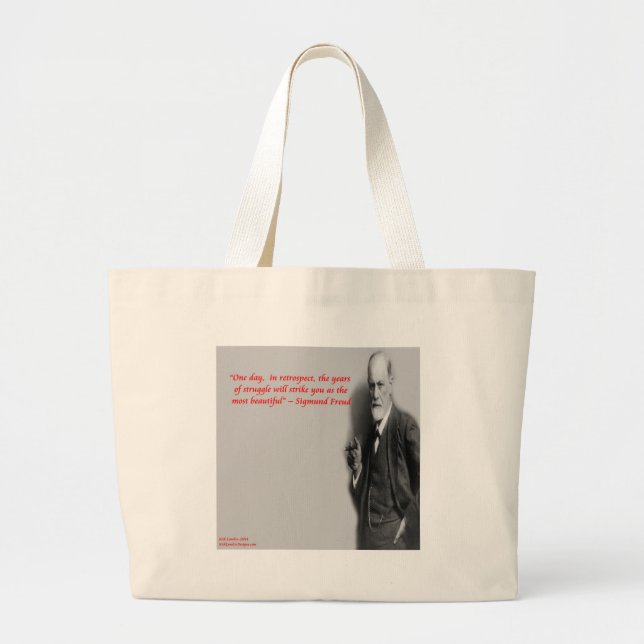 Sigmund Freud Famous "Struggle" Quote Large Tote Bag (Front)