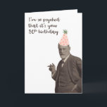 Sigmund Freud Funny 80th Birthday Card<br><div class="desc">Sigmund Freud is psyched for an 80th birthday. Funny Freud-centric design for anyone who enjoys psychology.</div>