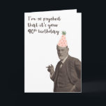 Sigmund Freud Funny 90th Birthday Card<br><div class="desc">Sigmund Freud is psyched for a 90th birthday. Funny Freud-centric design for anyone who enjoys psychology.</div>