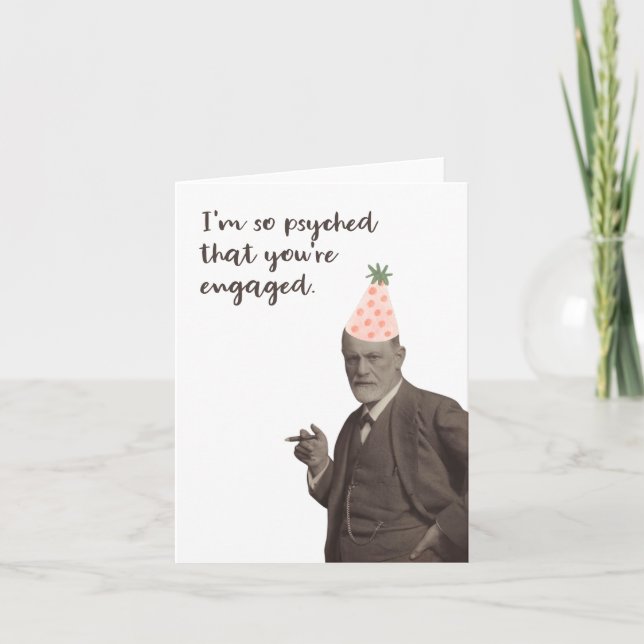 Sigmund Freud Funny Engagement Card (Front)