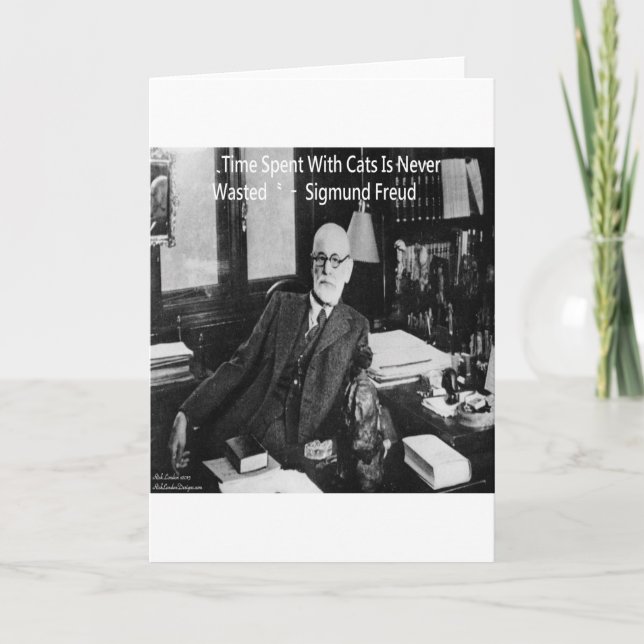 Sigmund Freud In His Office & Funny Cat Quote Card (Front)