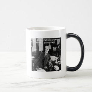 Sigmund Freud In His Office & Funny Cat Quote Magic Mug