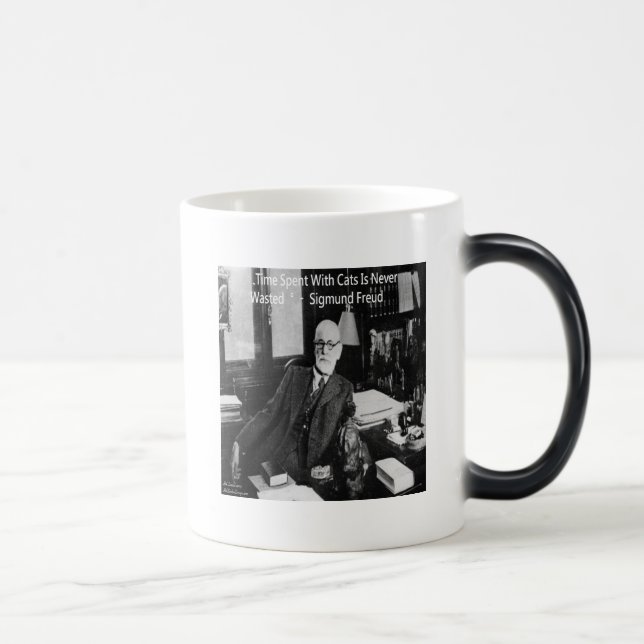 Sigmund Freud In His Office & Funny Cat Quote Magic Mug (Right)