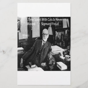 Sigmund Freud In His Office & Funny Cat Quote Stationery