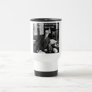 Sigmund Freud In His Office & Funny Cat Quote Travel Mug