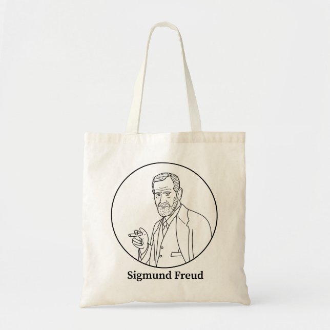 Sigmund Freud Line Portrait Tote Bag (Front)