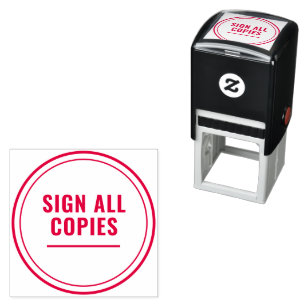 Sign All Copies clean elegant round seal Self-inking Stamp