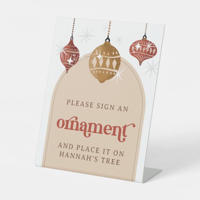 Sign an Ornament Retro Bauble Christmas Bridal (Front)