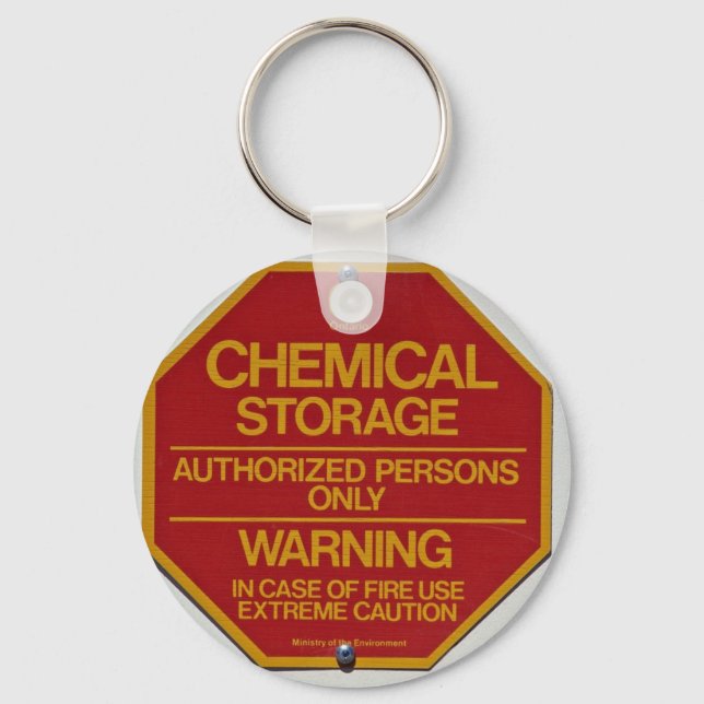 Sign board indicating Chemical storage Key Ring (Front)