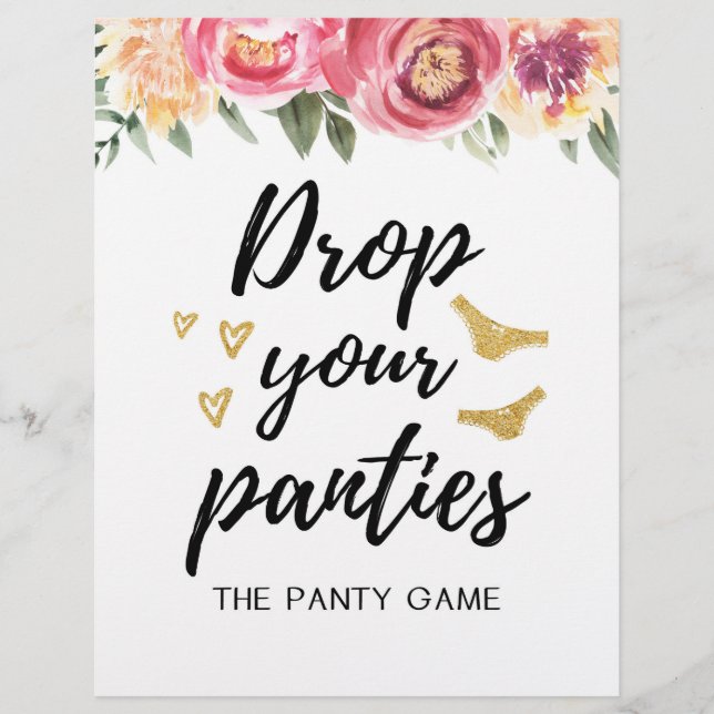SIGN Drop your panties game, Bridal Shower (Front)