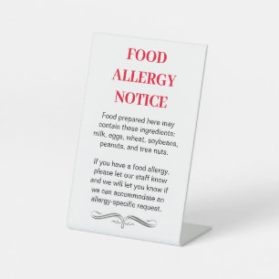 Sign - FOOD ALLERGY NOTICE List