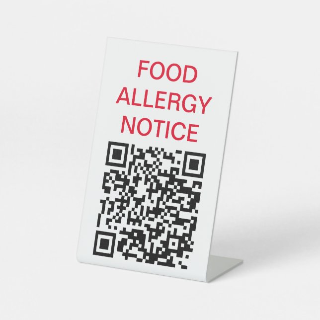 Sign - FOOD ALLERGY NOTICE QR Code (Front)
