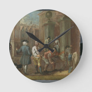 Sign for a Paviour, c.1725 (oil on panel) Round Clock