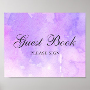 Sign guest book. Purple wedding. Watercolor lilac