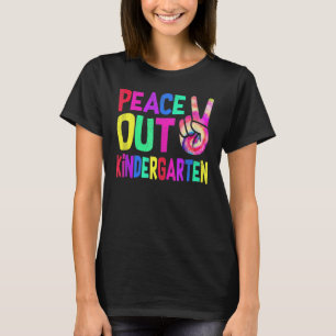 Sign Hand Peace Out Kindergarten Tie Dye Fun Gradu T-Shirt