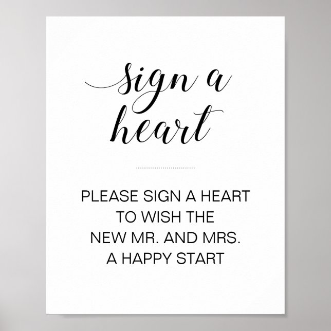 Sign Heart Drop Wedding Guest Book Sign (Front)