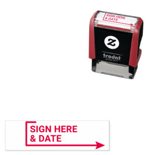 Sign Here and Date Arrow Page Flag Indicator Self-inking Stamp