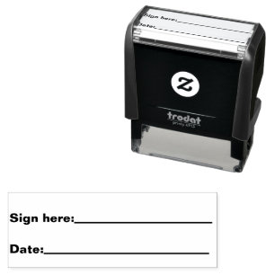 Sign Here and Date (Bold Font) & Lines to Write on Self-inking Stamp