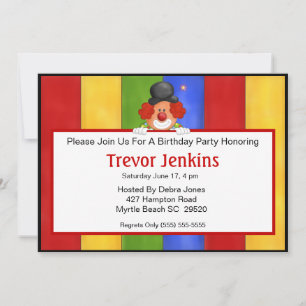 Sign Holding Clown Birthday Invitation
