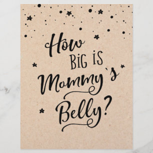 SIGN How big is Mummy's Belly? Baby Shower Game