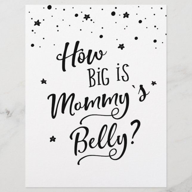 SIGN How big is Mummy's Belly? Baby Shower Game (Front)