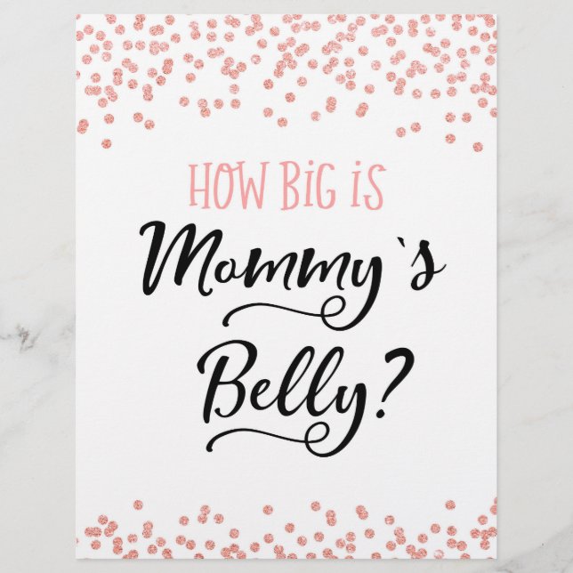 SIGN How big is Mummy's Belly? Baby Shower Game (Front)