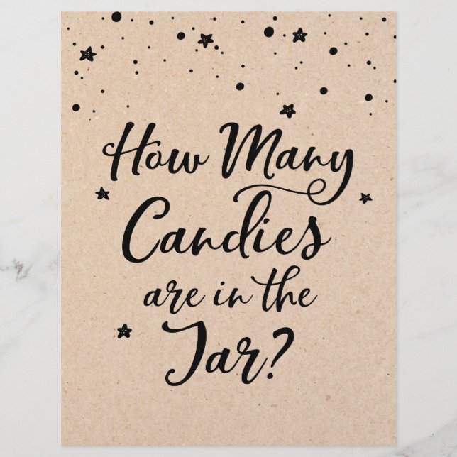 SIGN How many Candies in the Jar Baby Shower Game (Front)