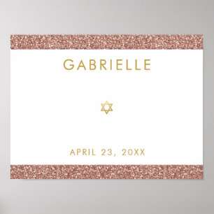 Sign-In Poster Rose Gold Glitter Bat Mitzvah