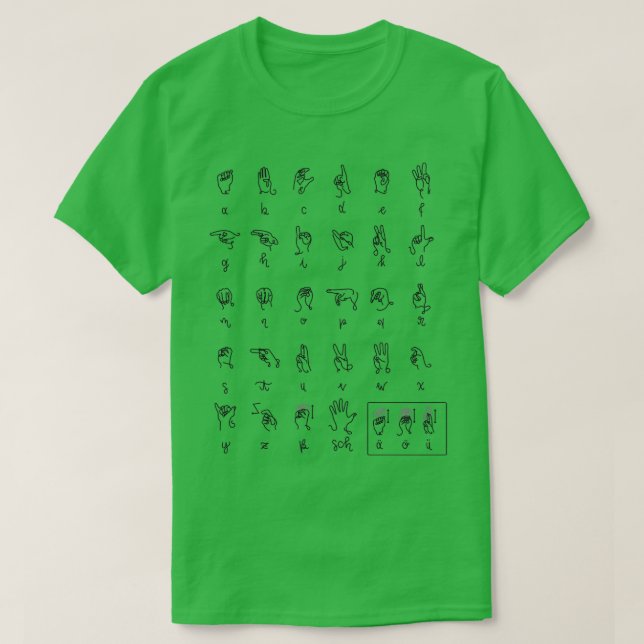 Sign Language ABC Alphabet Design T-Shirt (Design Front)