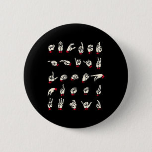 Sign Language  - Alphabet A to Z ASL Deaf Awarenes 6 Cm Round Badge
