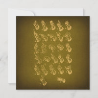 Sign Language Alphabet Antique Art Vintage Green
