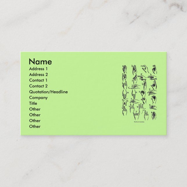 Sign Language Alphabet Business Card (Front)