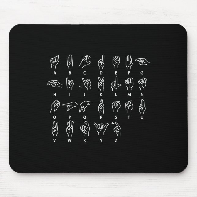 Sign Language Alphabet Deaf Mute ASL Deaf Awarenes Mouse Mat (Front)