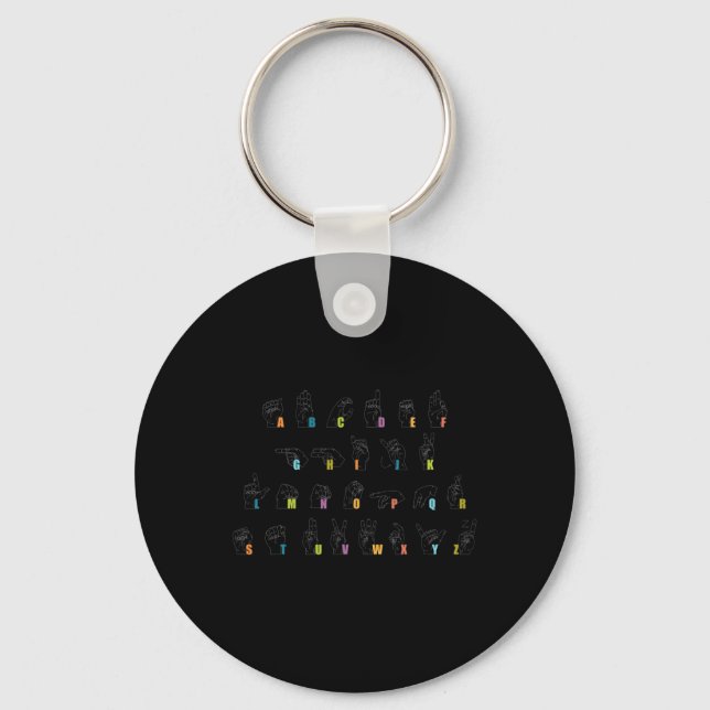 Sign Language Alphabet Design Deafness Awareness A Key Ring (Front)