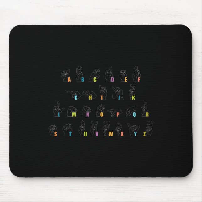 Sign Language Alphabet Design Deafness Awareness A Mouse Mat (Front)