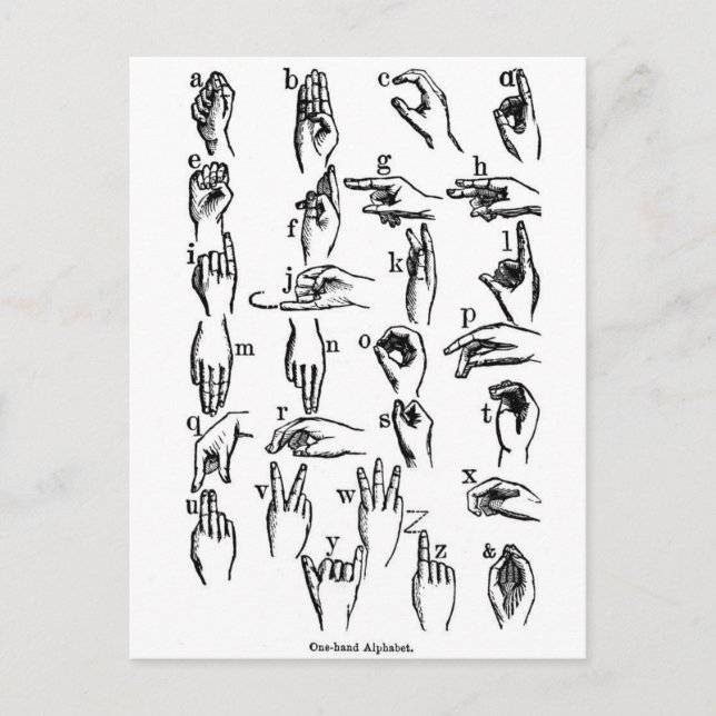Sign Language Alphabet Postcard (Front)