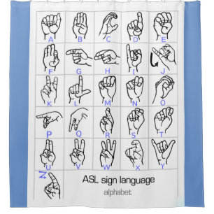 SIGN LANGUAGE ALPHABET shower curtain