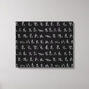 Sign Language Alphabet // White on Black //