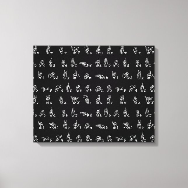 Sign Language Alphabet // White on Black // (Front)