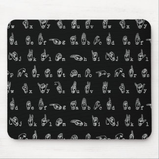 Sign Language Alphabet // White on Black // Mouse Mat