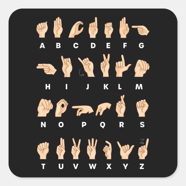Sign Language ASL Alphabet Deaf Gift Square Sticker (Front)