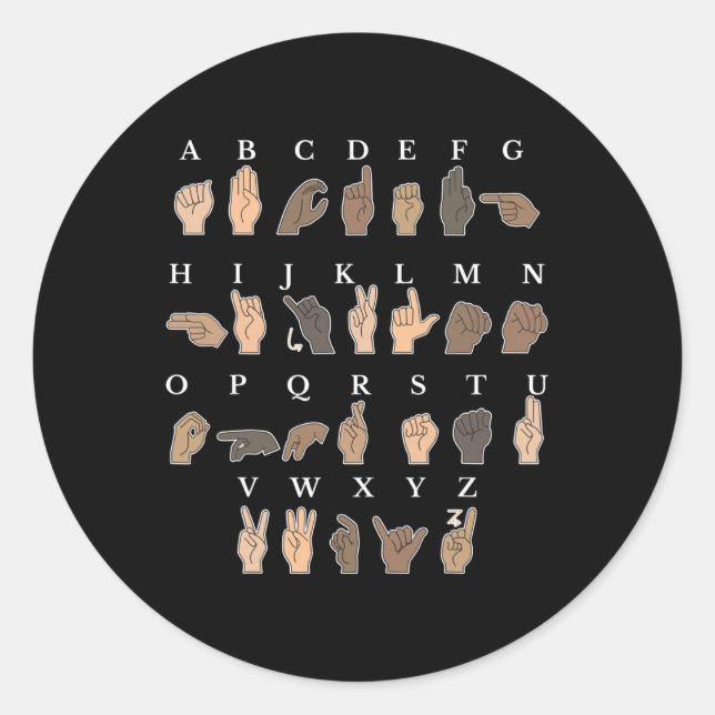 Sign Language Asl Hand Gesture Deaf Awareness  Classic Round Sticker (Front)