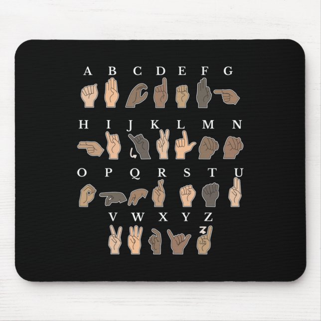 Sign Language Asl Hand Gesture Deaf Awareness  Mouse Mat (Front)