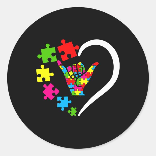 Sign Language ASL Love Autism Awareness Day Appare Classic Round Sticker (Front)